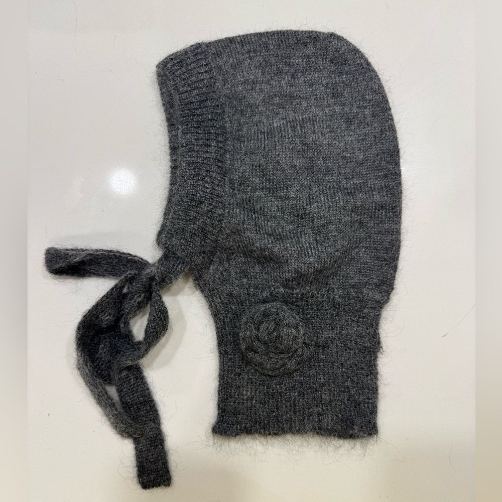 Gray Knit Hooded Scarf